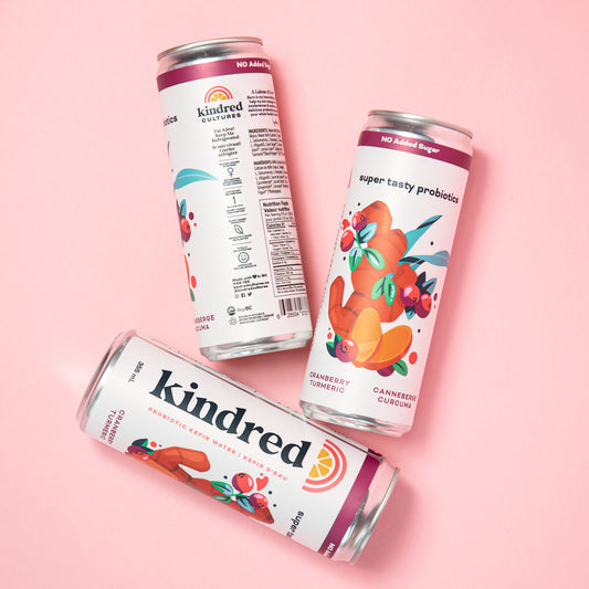 Kindred Cultures Cranberry Turmeric Kefir Water in a 355mL Can