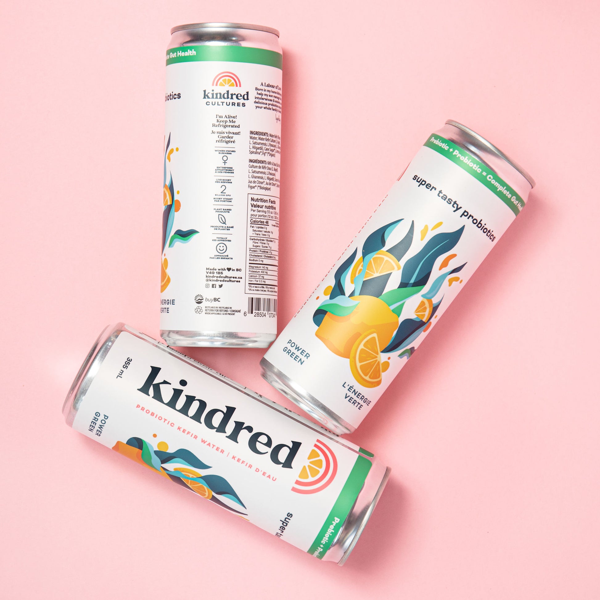 Kindred Cultures Power Green Kefir Water in a 355mL Can