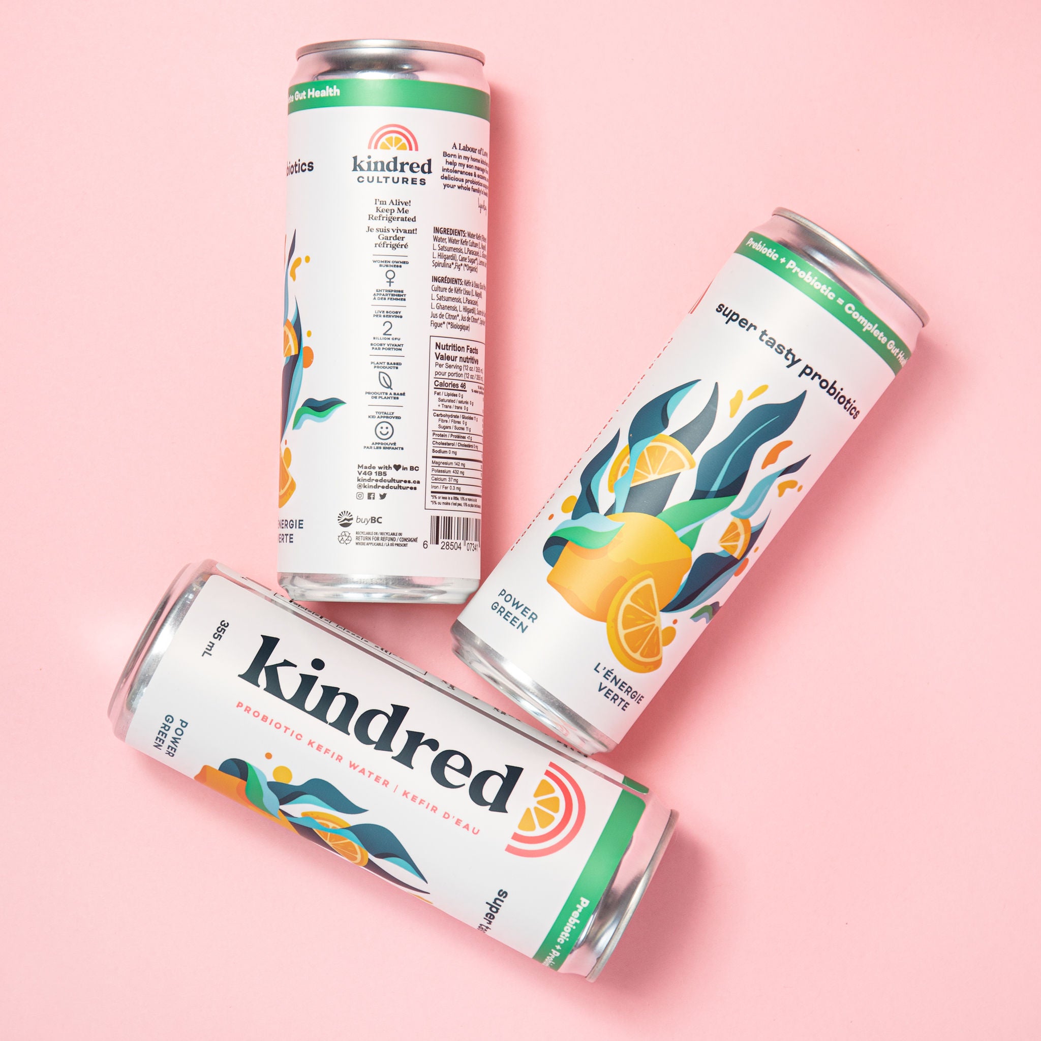 Kindred Cultures Power Green Kefir Water in a 355mL Can