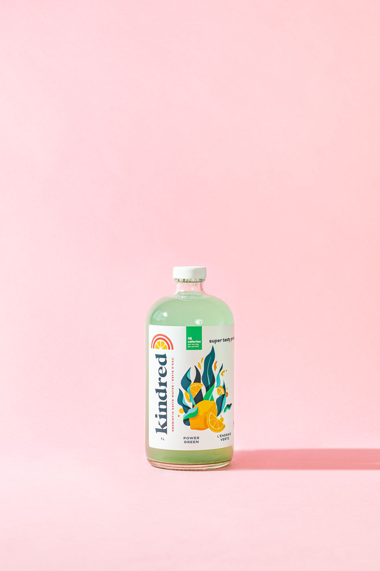 Kindred Cultures Power Green Water Kefir in a 1L Glass Bottle